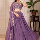Rajwada Purple Georgette Embroidered Semi-Stitched lehenga For Women