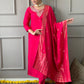 Rajwada Red Embroidered Viscose Stitched Kurta Set For Women