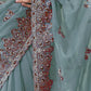 Rajwada Dusty Teal Georgette Embellished Elegant Saree For Women