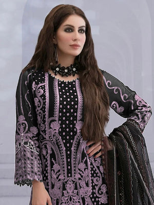 Rajwada Lavender Georgette Embroidered Semi-Sitched Kurta Set For Women
