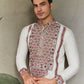 Rajwada White Viscose Silk Embroidered Stitched Kurta For Men