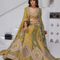 Rajwada Yellow Georgette Tissue Embroidered Semi-Stitched Lehenga For Women