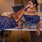 Rajwada Navy Blue Silk Blend Woven Saree With Unstitched Blouse for Women