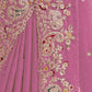Rajwada Light Pink Satin Embroidered Saree For Women