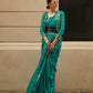 Rajwada Green Satin Woven Saree With Unstitched Blouse For Women