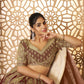 Rajwada Brown Banarasi Silk Embroidered Semi-Stitched Lehenga For Women