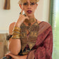 Rajwada Brown Organza Woven Saree With Unstitched Blouse for Women