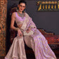 Rajwada Mauve Silk Blend Woven Saree With Unstitched Blouse For Women