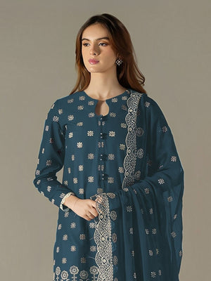 Rajwada Teal Blue Georgette Embroidered Semi Stitched Kurta Set For Women