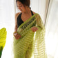 Rajwada Light Green Organza Lace Work Saree With Unstitched Blouse For Women