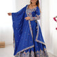 Rajwada Royal Blue Silk Blend Embroidered Semi-Stitched lehenga For Women