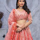 Rajwada Pink Organza Embellished Semi-Stitched Lehenga With Unstitched Blouse For Women