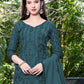 Rajwada Teal Blue Georgette Embroidered & Cutwork Semi-Sitched Kurta Set For Women