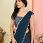 Rajwada Teal Blue Georgette Plain Saree For Women