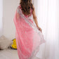 Rajwada Pink Organza Embellished Solid Saree For Women