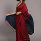 Rajwada Maroon Cotton Blend Solid Saree For Women