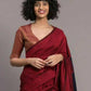 Rajwada Maroon Cotton Blend Solid Saree For Women