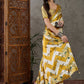 Rajwada Gold And White Silk Blend Printed Elegant Saree For Women