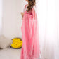 Rajwada Pink Organza Embellished Solid Saree For Women