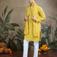 Rajwada Yellow Viscose Silk Embellished Stitched Kurta For Men