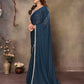 Rajwada Teal Blue Georgette Solid Saree For Women