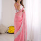 Rajwada Pink Organza Embellished Solid Saree For Women