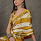 Rajwada Gold And White Silk Blend Printed Elegant Saree For Women