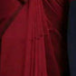 Rajwada Maroon Cotton Blend Solid Saree For Women