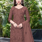 Rajwada Brown Georgette Embroidered & Cutwork Semi-Sitched Kurta Set For Women