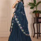 Rajwada Blue Georgette Embroidered Semi-Stitched lehenga For Women