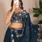 Rajwada Blue Georgette Embroidered Semi-Stitched lehenga For Women
