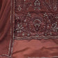 Rajwada Brown Georgette Embroidered & Cutwork Semi-Sitched Kurta Set For Women