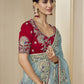 Rajwada Sea Green Georgette Embroidered Elegant Saree For Women