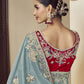 Rajwada Sea Green Georgette Embroidered Elegant Saree For Women
