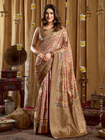 Rajwada Multicolor Silk Blend Printed Saree For Women
