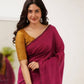 Rajwada Dark Pink Cotton Blend Solid Saree For Women
