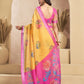 Rajwada Orange Cotton Linen Zari Work Saree For Women