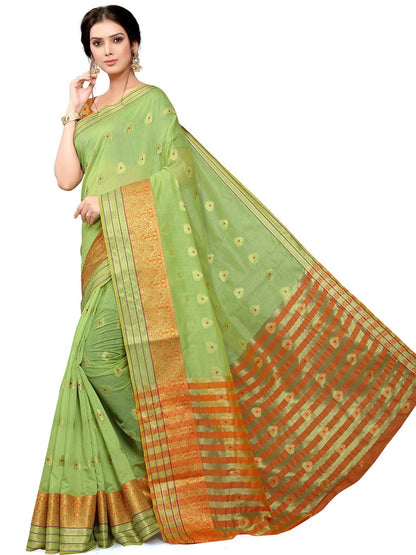 Rajwada Green Silk Blend Embellished Saree For Women