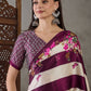 Rajwada Purple And White Silk Blend Printed Elegant Saree For Women
