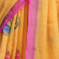 Rajwada Orange Cotton Linen Zari Work Saree For Women