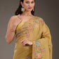 Rajwada Mustard Silk Blend Embroidered Solid Saree For Women
