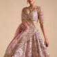Rajwada Peach Chinon Silk Embellished Semi Stitched Lehenga For Women