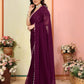 Rajwada Wine Georgette Plain Saree For Women