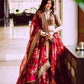 Rajwada Maroon Organza Printed Semi-Stitched lehenga For Women