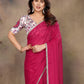Rajwada Pink Georgette Solid Saree For Women