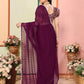 Rajwada Wine Georgette Plain Saree For Women