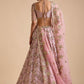 Rajwada Peach Chinon Silk Embellished Semi Stitched Lehenga For Women