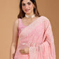 Rajwada Light Pink Georgette Embroidered Solid Saree For Women