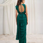 Rajwada Green Organza Solid Ready To Wear Saree With Stitched Blouse For Women