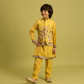 Rajwada Yellow Viscose Silk Embroidered Stitched Kurta Set For Kids